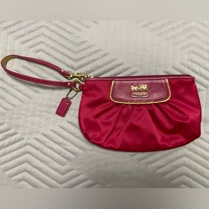 Coach Amanda satin wristlet Pink and Gold